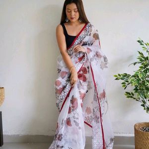 Pure Organza Saree With Floral Print