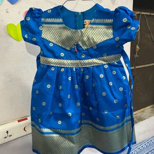 Baby Girls New Paithani Silk Frok With Inner Line