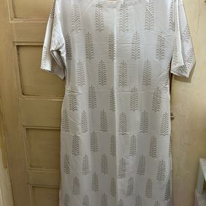 White Foil Print Daily Wear Kurta