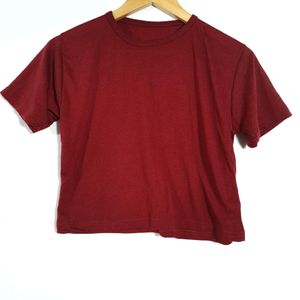 Maroon Casual Crop Top ( Women's)