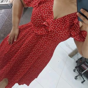 Red Drop Shoulder Dress