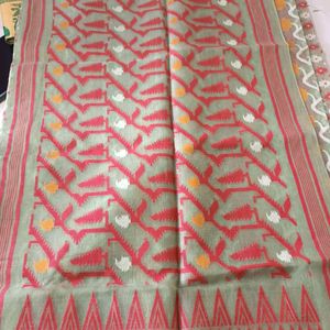 Mint Green Color Dhakai Jamdani Saree All Over Work