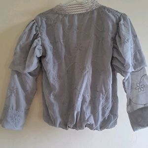 Silver Gray Party Wear Top Vintage Style