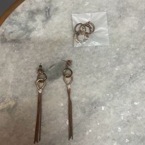 Combo Of 2 Earrings And Mid Rings