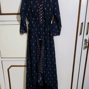 All Round Navy Ethnic Middi Dress Wd Belt