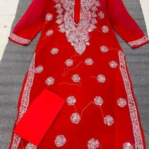 Georgette Chicken Kari Kurta With Inner...