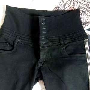 Hight Waisted Matt black Jeans