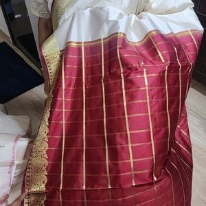 Off White With Maroon Saree