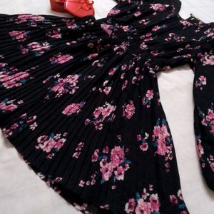 Black With Flowers Print Kurti