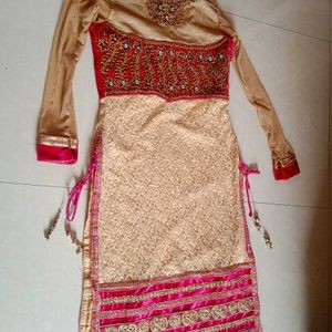 Pink And Gold Party Wear Suite