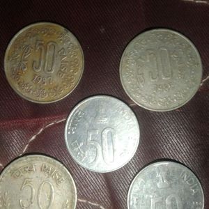 5 Old Coins Of 50paisa