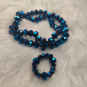 Blue Multi Crystal Bracelet & Ring Combo