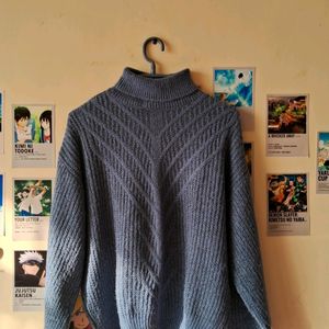 Soft Blue Turtle Neck Oversized Sweater