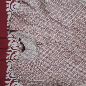 Rangmanch Maroon & White Straight Kurti