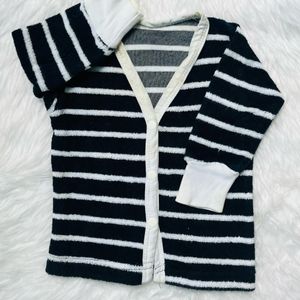 Navy Blue And White Lined Shirt For New Born