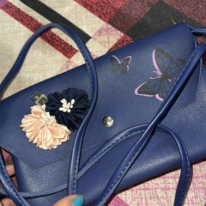 Blue Floral Side Bag