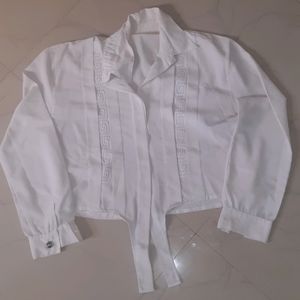 Party Wear Stylish White Crop Shirt