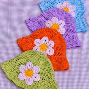 Crocheted flower power hat