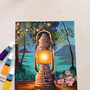 Lantern Painting In Canvas Sheet