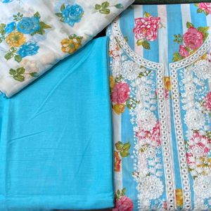 Coloured Full Cotton Suite With Printed Dupatta