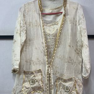 White Indian Outfit With Jacket