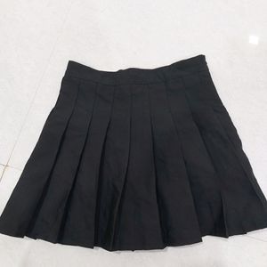 Urbanic Pleated A-line Black Mini Skirt With Short