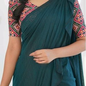 Sale🎉RamaKhadi Cotton Saree,Patola Printed Blouse