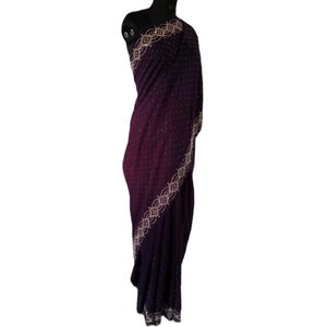 Dark Purple Diamond Saree