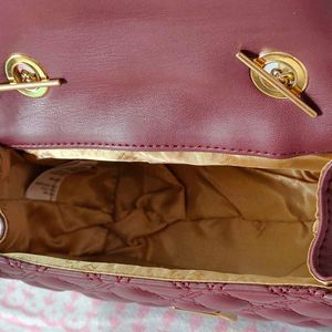 INC.5 Women Wine Quilted Sling Bag