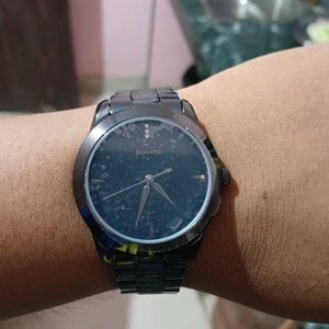 Sonata Men black Dial Metal Watch.