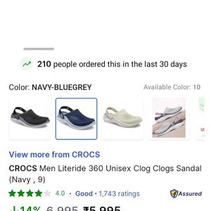 Crocs Literide 360 Unisex Clogs Size-9.