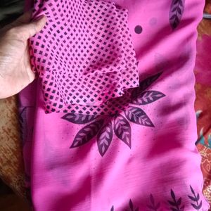 Pink Saree With Unstitched Blouse Piece