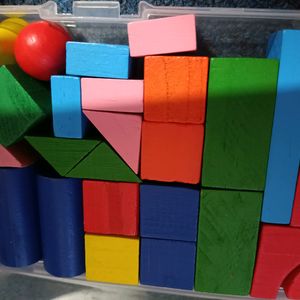 Colourful Building Blocks With Box