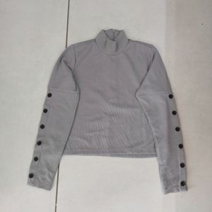 Tokyo Talkies Grey High Neck Top