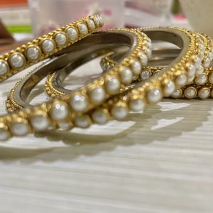 Pearl Bangles. Set Of 6.