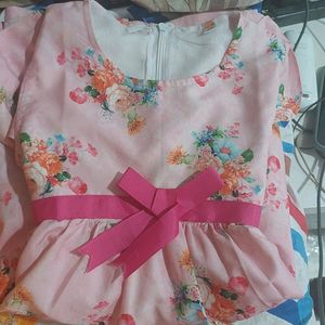 Pink Flower Print Frock