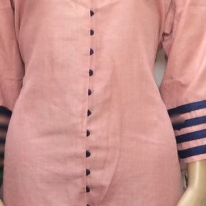 Kurti korean button check designtrend pink1pic 4XL