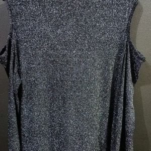 Silver Glitter Cold Shoulder Dress