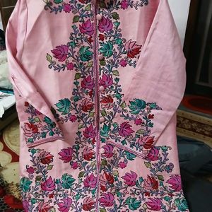 Baby Pink Multicolored Kashmiri Embroidery Aari Si