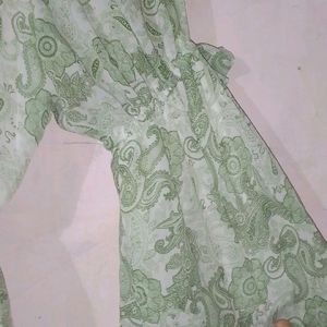 Green And White Frock