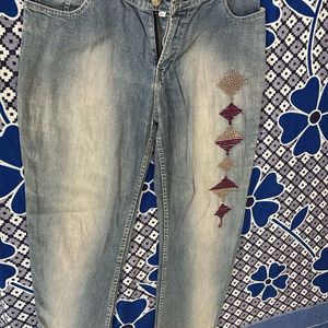 Mango Brand Embroidered Jeans For Women