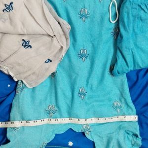 A Sky Blue Pure Cotton Suit Set Dupatta Legging