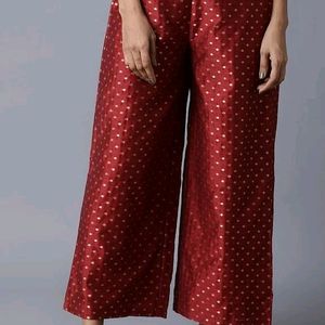 W Brand Dark Red Jacquard Parallel Pants