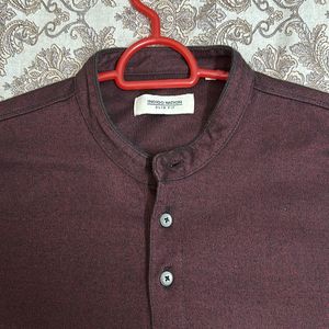 Indigo nation Henley Neck Burgundy Tshirt