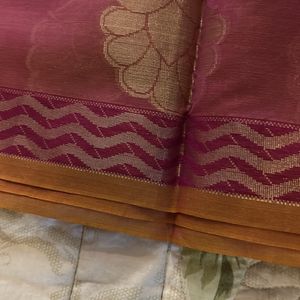 Magenta Kota Doria Saree