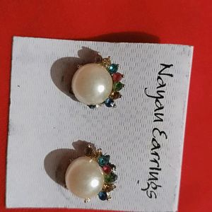 White Stone Earrings 😍