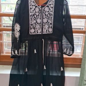 Short Black Chicken Kurti Anarkali Style !