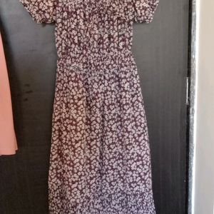 Pink Floral Print Dress