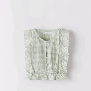 Girl Swiss Embroidered Top (Green)