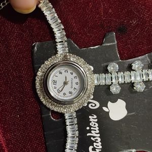 Pure American Diamond Silver Watch